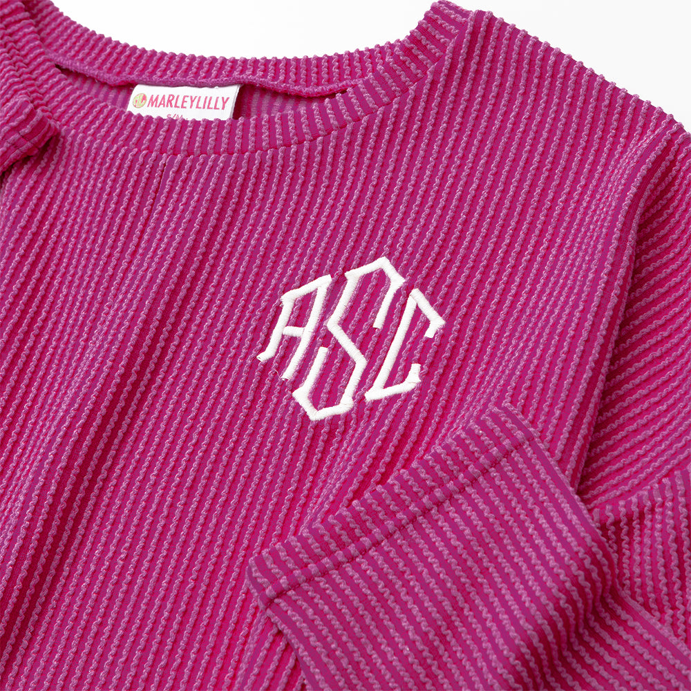 fuchsia slouchy tee up close