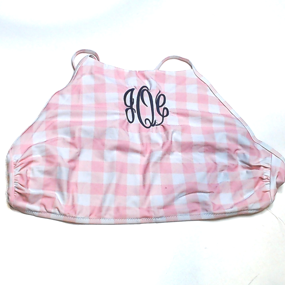 BLOOPER SWIM: Monogrammed High Neck Bikini Top