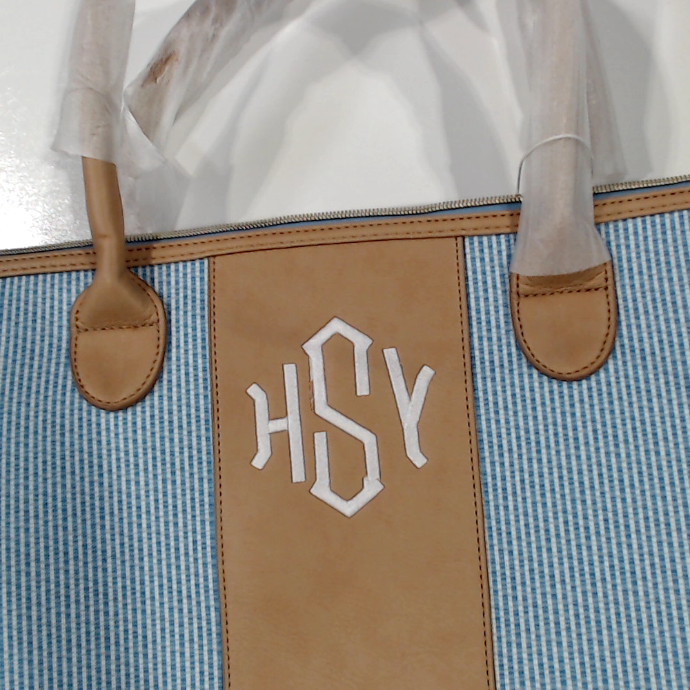 BLOOPER BAG: Monogrammed Seersucker Weekender - Promotional