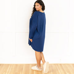 navy nightgown dress on julia ann back view