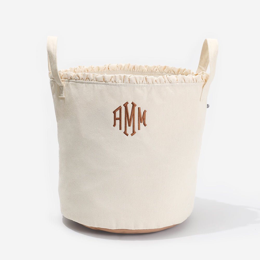 Monogrammed Storage Basket in Ivory