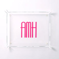 Personalized Acrylic Catchall Tray with pink monogram