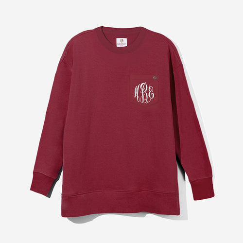 monogrammed crewneck sweatshirt in crimson new