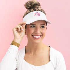 girl wearing white personalized visor