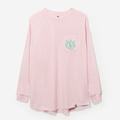 monogrammed long sleeve shirt in blush