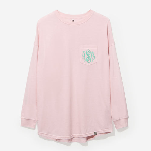 monogrammed long sleeve shirt in blush