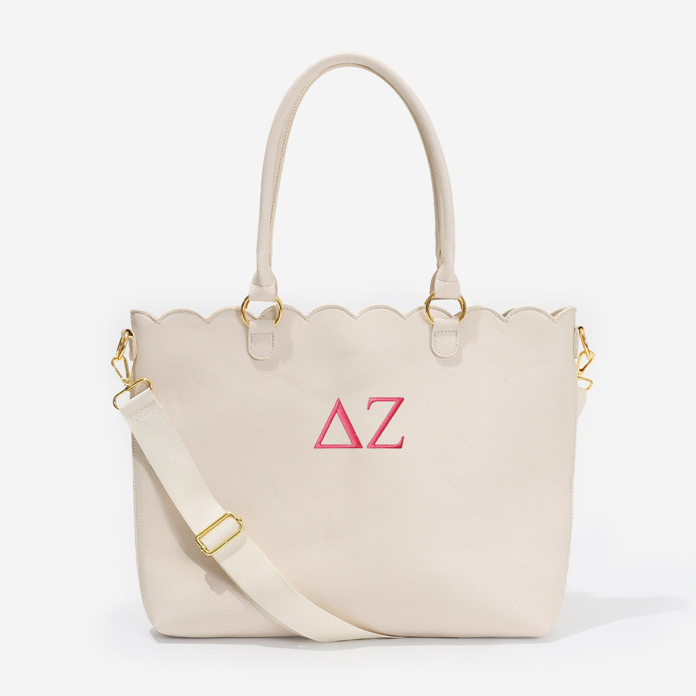 Delta Zeta Laptop Tote Bag | Bone