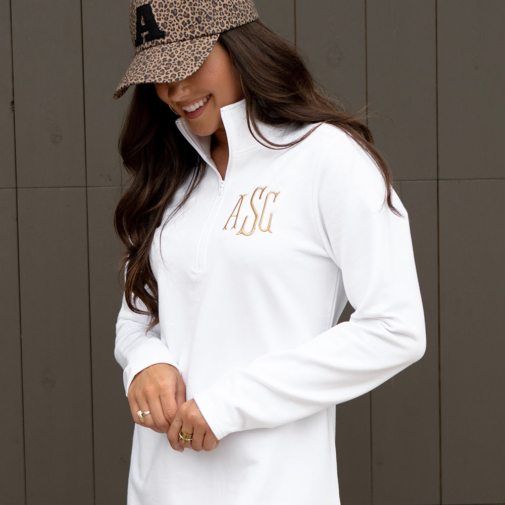 [peyton] Monogrammed Pullover Sweatshirt in White