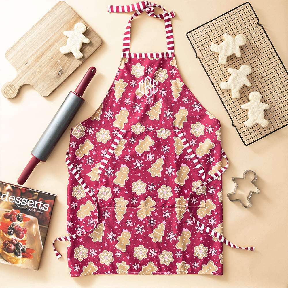 gingerbread jingle apron flatlay