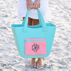 girl holding waterproof beach bag