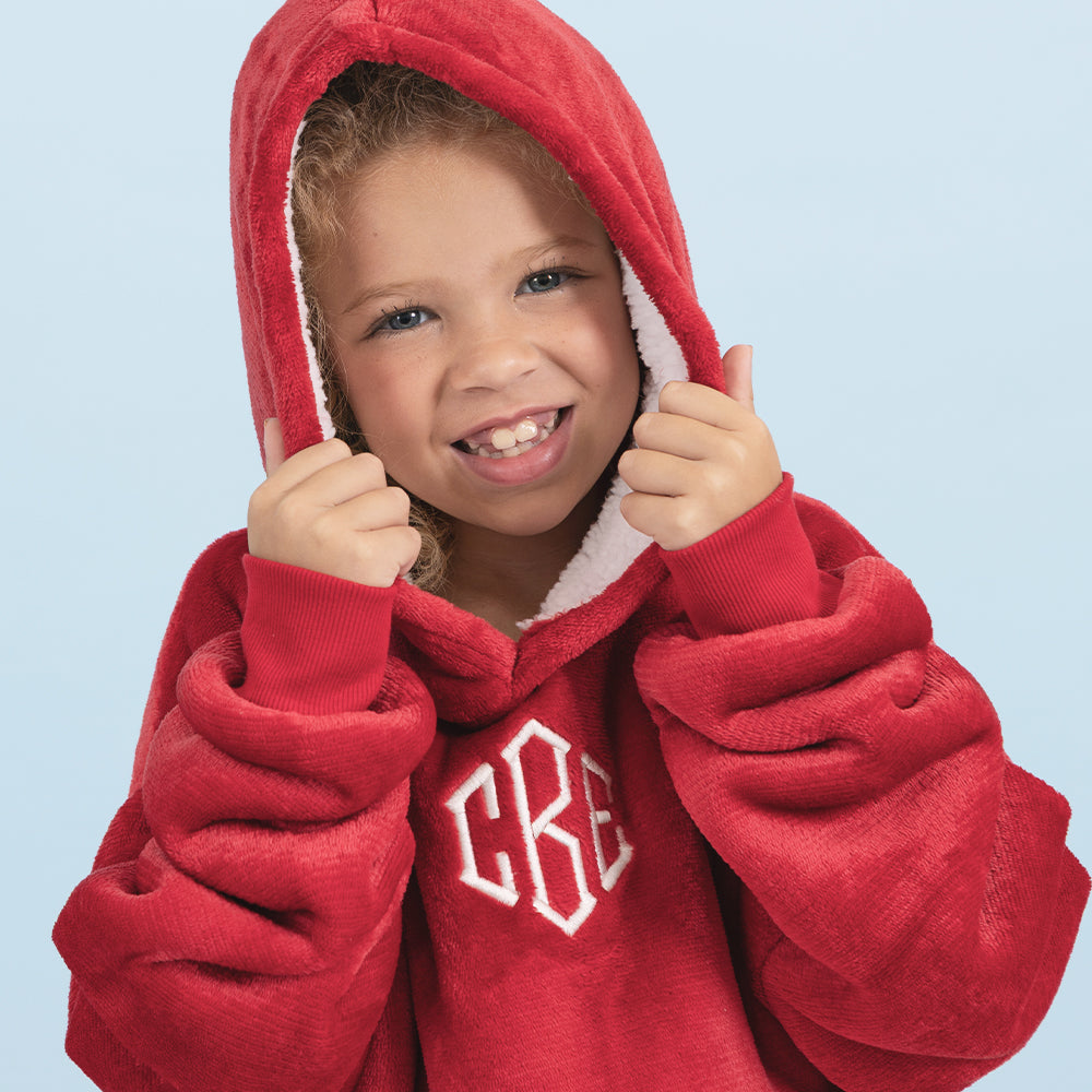 crimson kids monogrammed blanket hoodie with coloring book