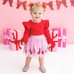 girl wearing gingerbread tutu skirt 