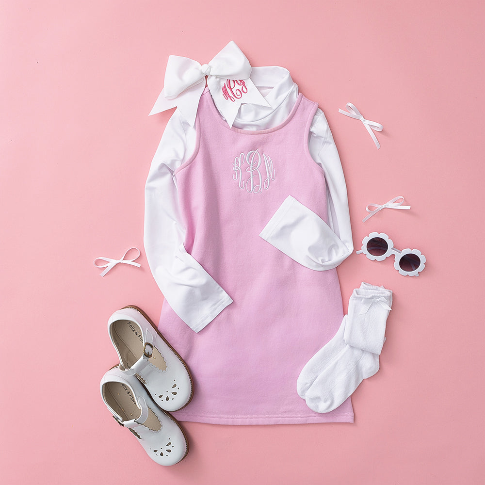 girls jumper dress flatlay