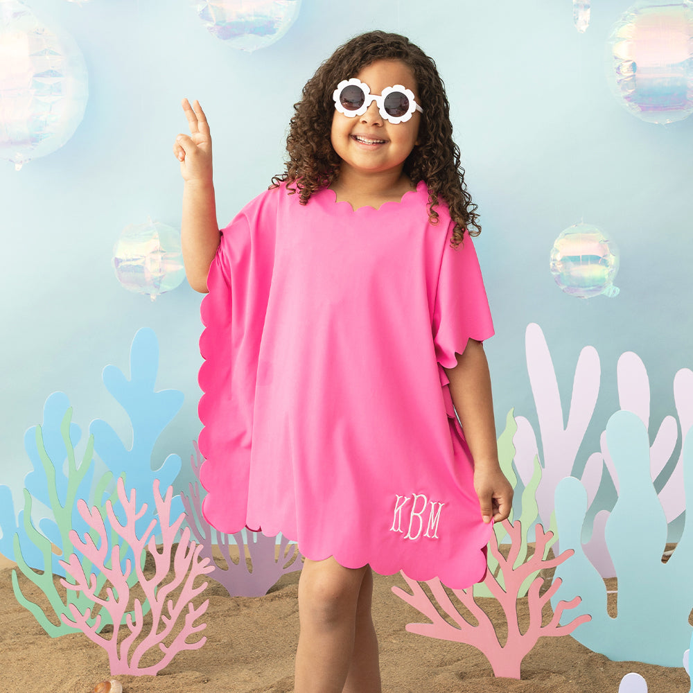 girls scalloped cover up in pink on aubri