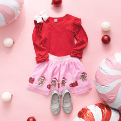 girls tutu skirt in gingerbread christmas outfit 