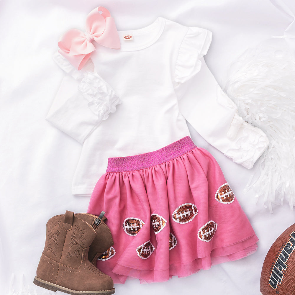 girls tutu skirt in hot pink footballs ootd 