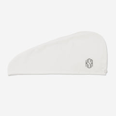 monogrammed hair towel wrap in white