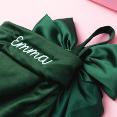 green bow stocking up close