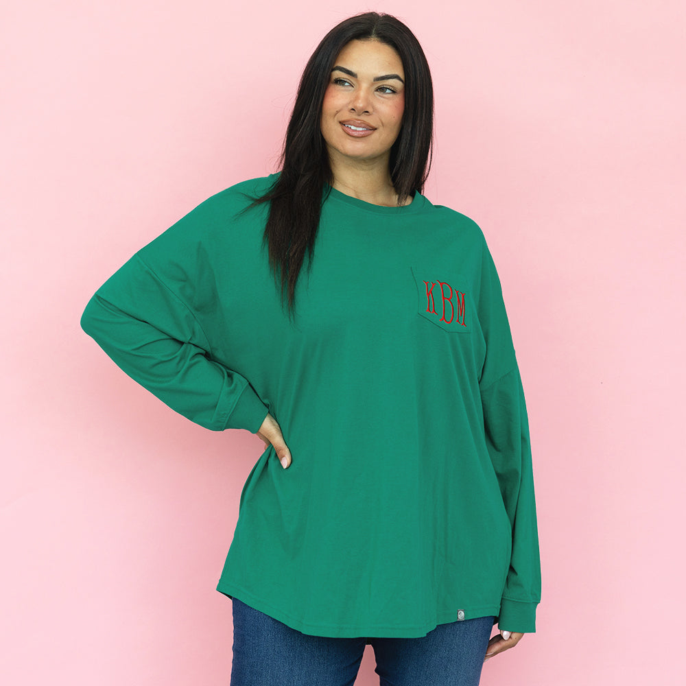 green long sleeve t-shirt on julia ann