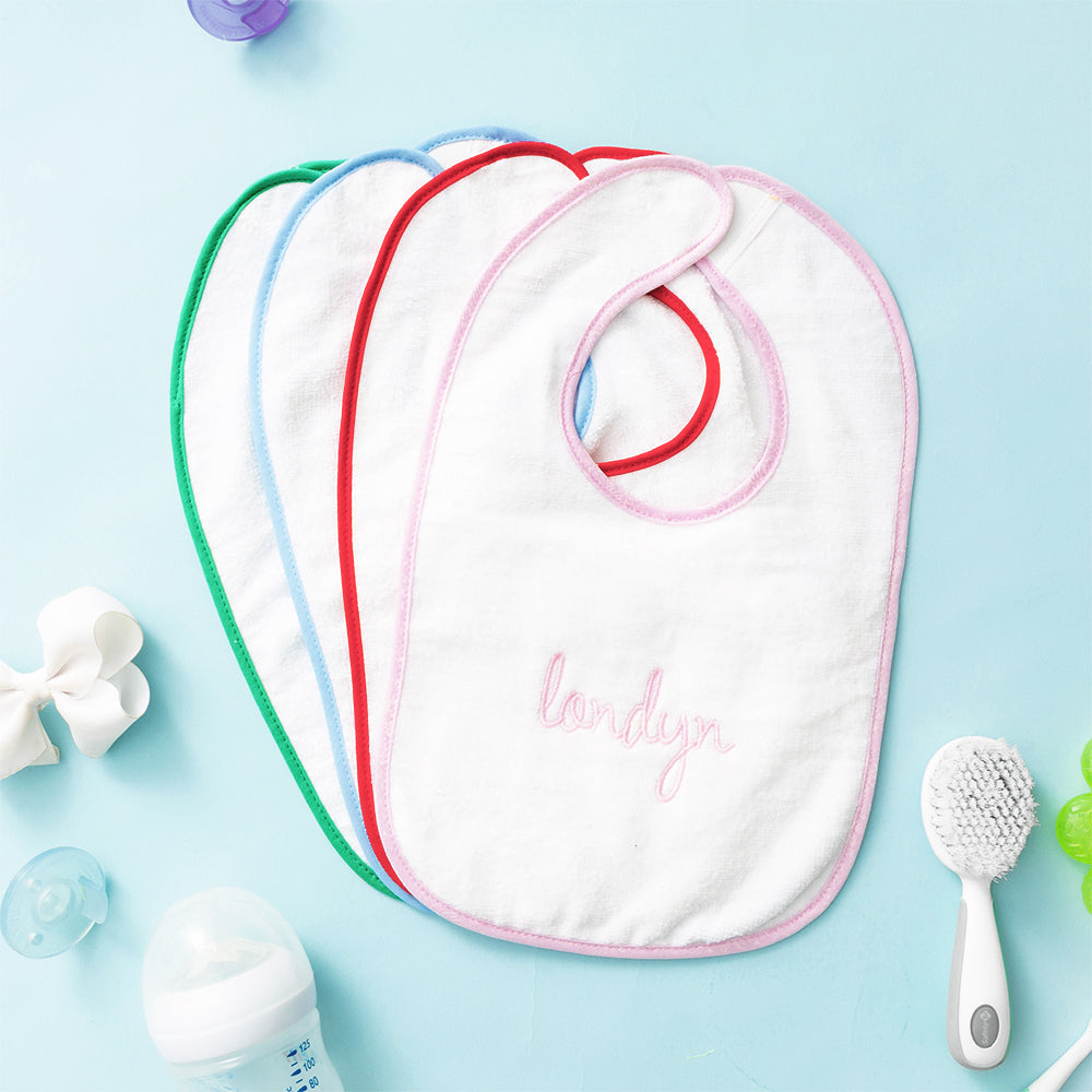 Monogrammed Outline Baby Bib | Green