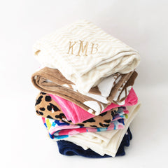 Personalized Plush Blanket | Neutral Herringbone