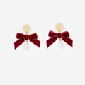 Monogrammed Velvet Bow Earrings