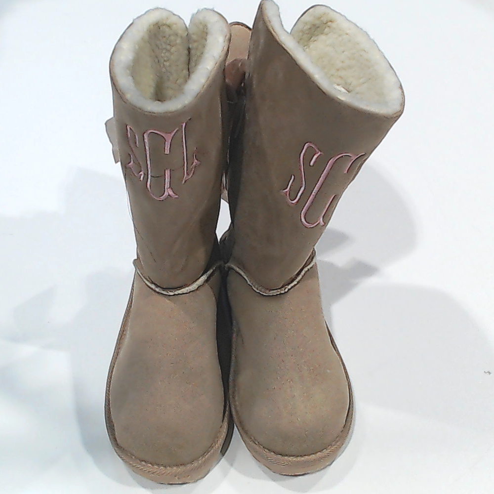 BLOOPER SHOES: Monogrammed Sherpa Tie Booties