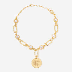 monogrammed pearl starburst bracelet in gold