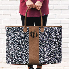 black and white dottie weekender bag