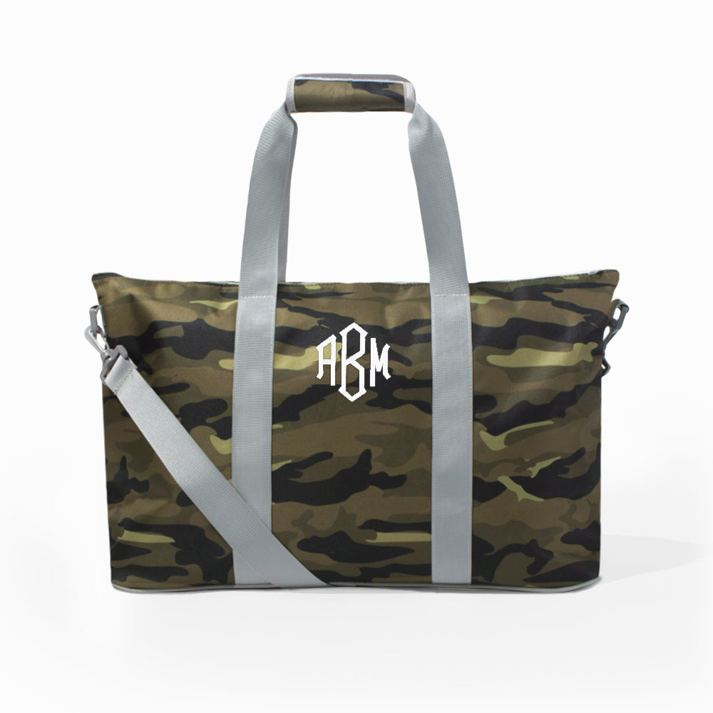 monogrammed kids weekend bag in camo