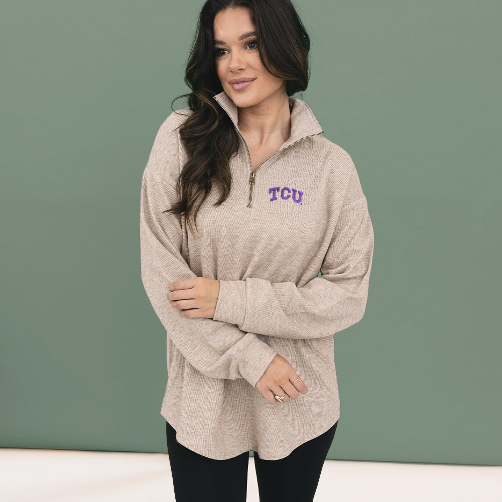 TCU Horned Frogs Heathered Fleece Pullover Lifestyle