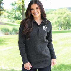 heathered black pullover tunic on peyton