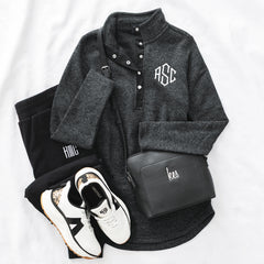 heathered black pullover tunic flatlay