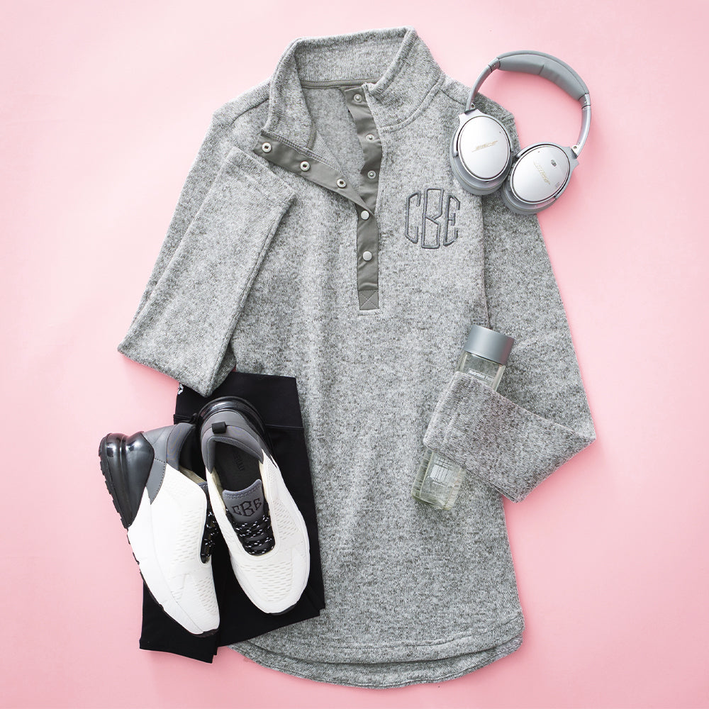 heathered gray pullover tunic flatlay