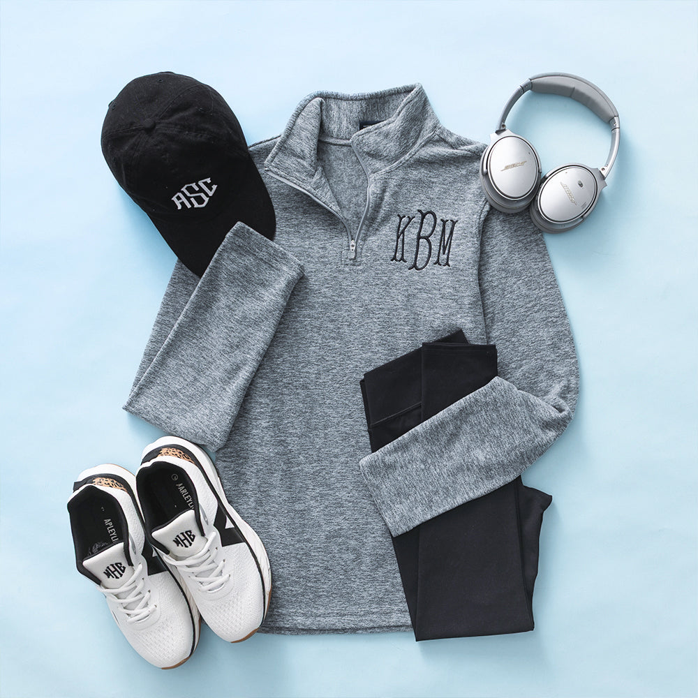 heathered gray womens microfleece pullover flatlay