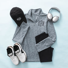 heathered gray womens microfleece pullover flatlay