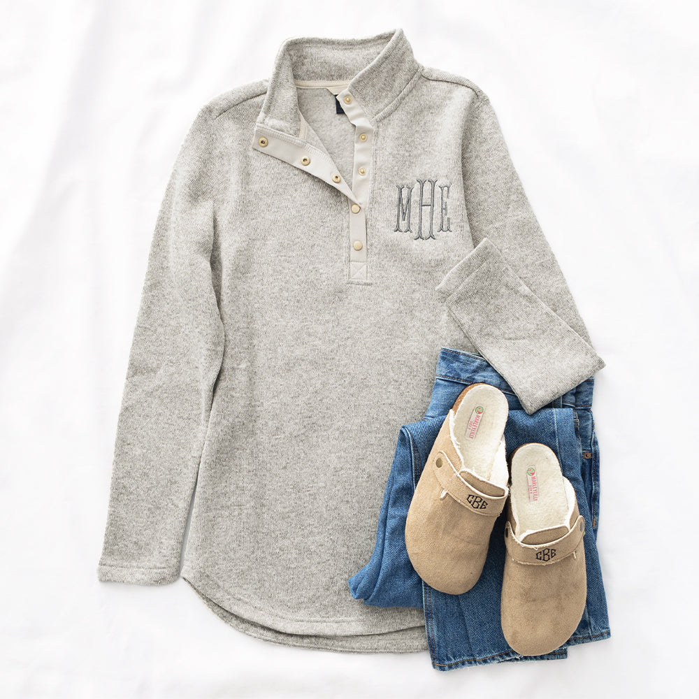 heathered oatmeal pullover tunic flatlay