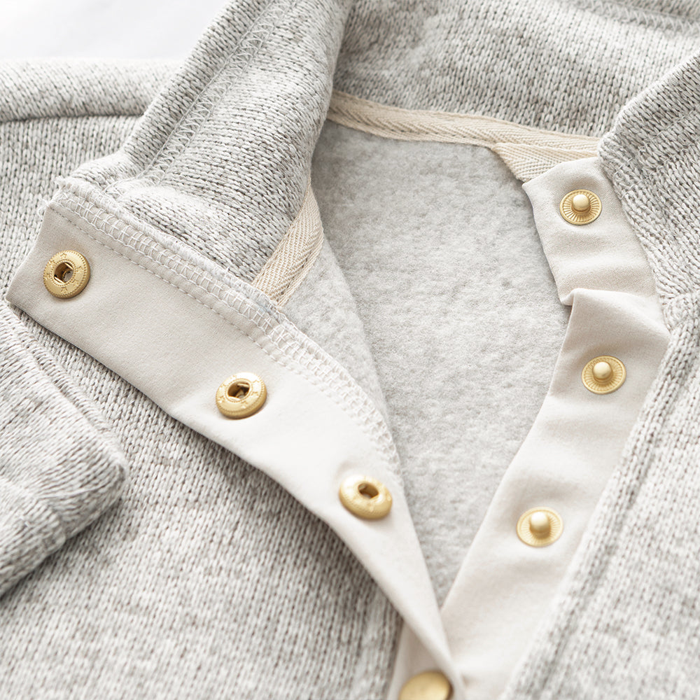 heathered oatmeal pullover tunic up close
