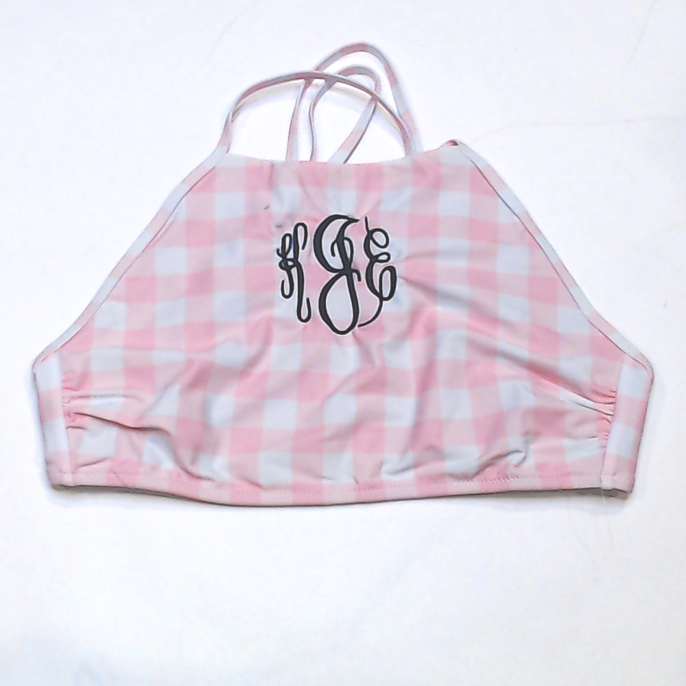 BLOOPER SWIM: Monogrammed High Neck Bikini Top