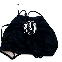 BLOOPER SWIM: Monogrammed High Neck Bikini Top