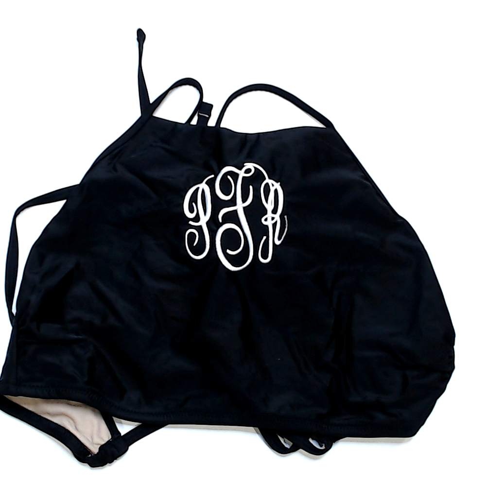 BLOOPER SWIM: Monogrammed High Neck Bikini Top