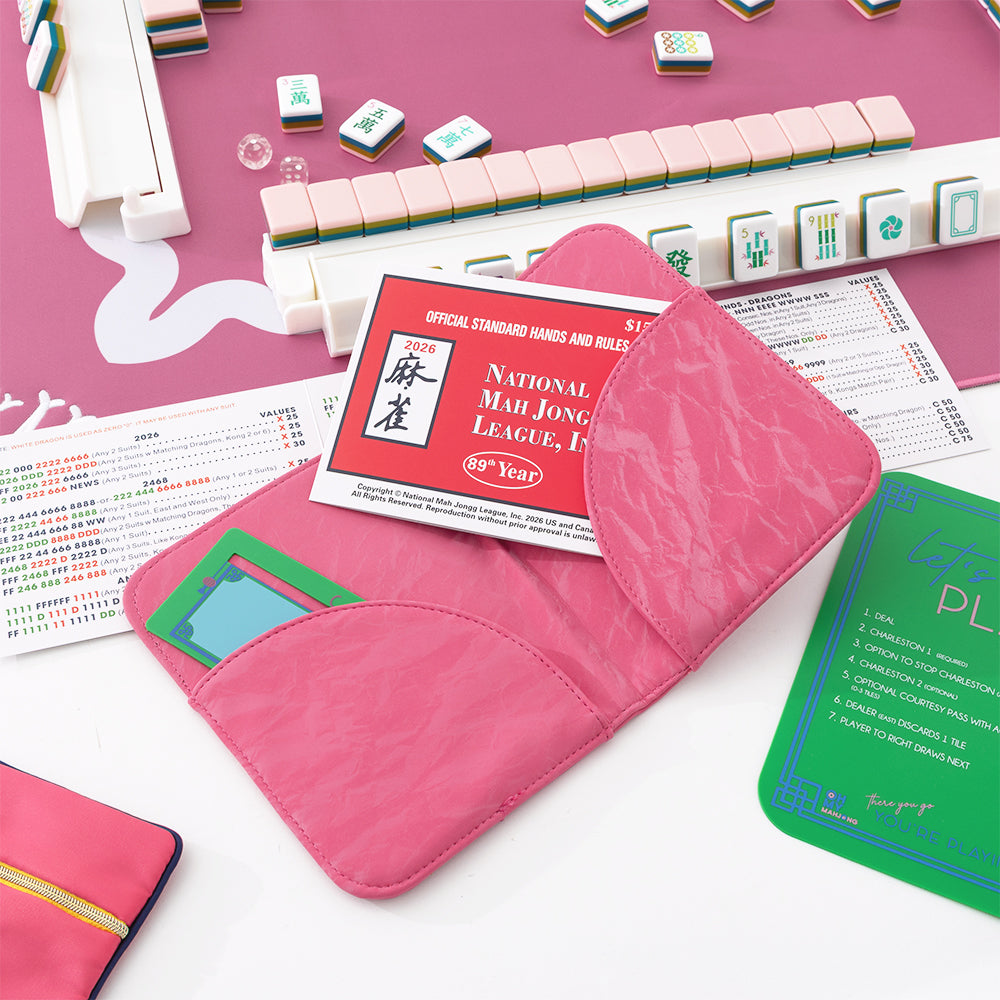 hot pink mahjong card holder with card