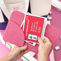 hot pink mahjong card holder inside shot