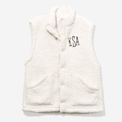 Monogrammed Oversized Sherpa Vest in Oatmeal