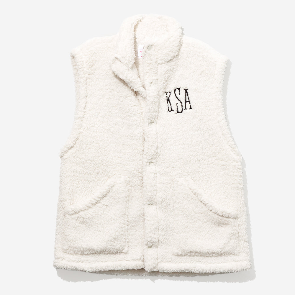 Monogrammed Oversized Sherpa Vest in Oatmeal