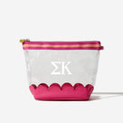 Sigma Kappa Scalloped Clear Cosmetic Case | Hot Pink
