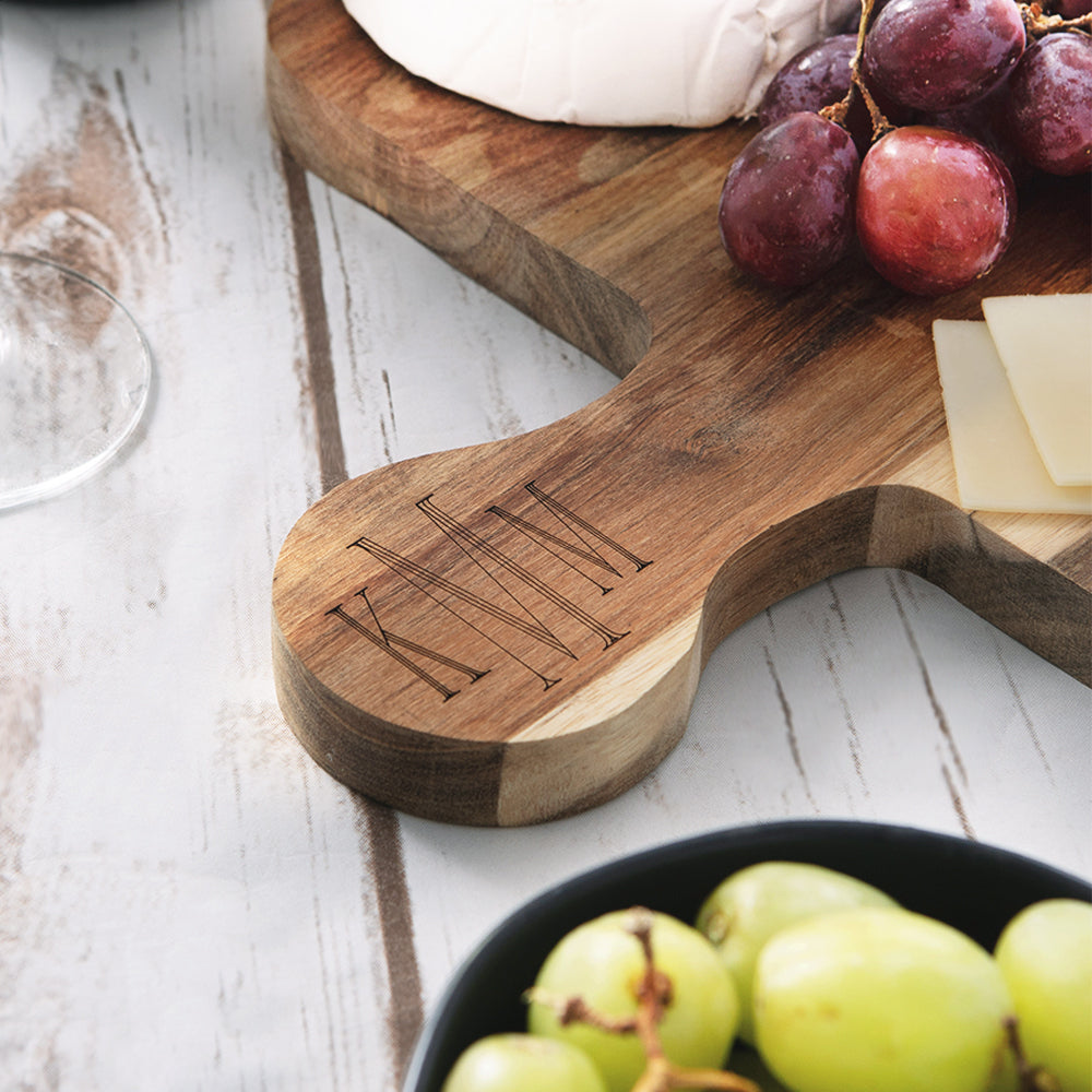Monogrammed Charcuterie Board up close