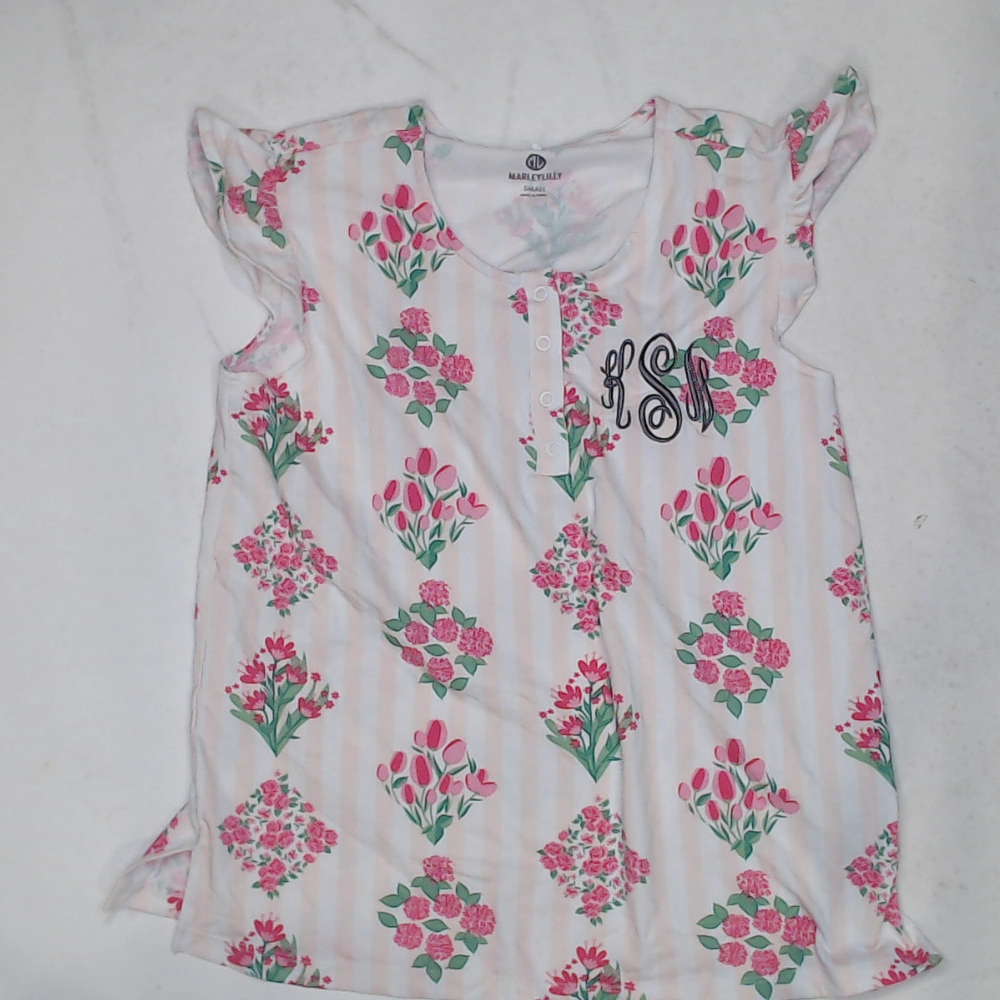 BLOOPER CLOTHING: Monogrammed Ruffle Pajama Top