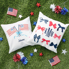 monogrammed america pillow cases in bows and flags
