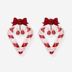 candy cane heart earrings